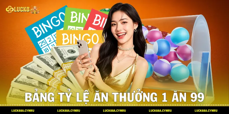 Bảng tỷ lệ ăn thưởng 1 ăn 99 khi chơi Dàn đề là gì trên hệ thống Luck8